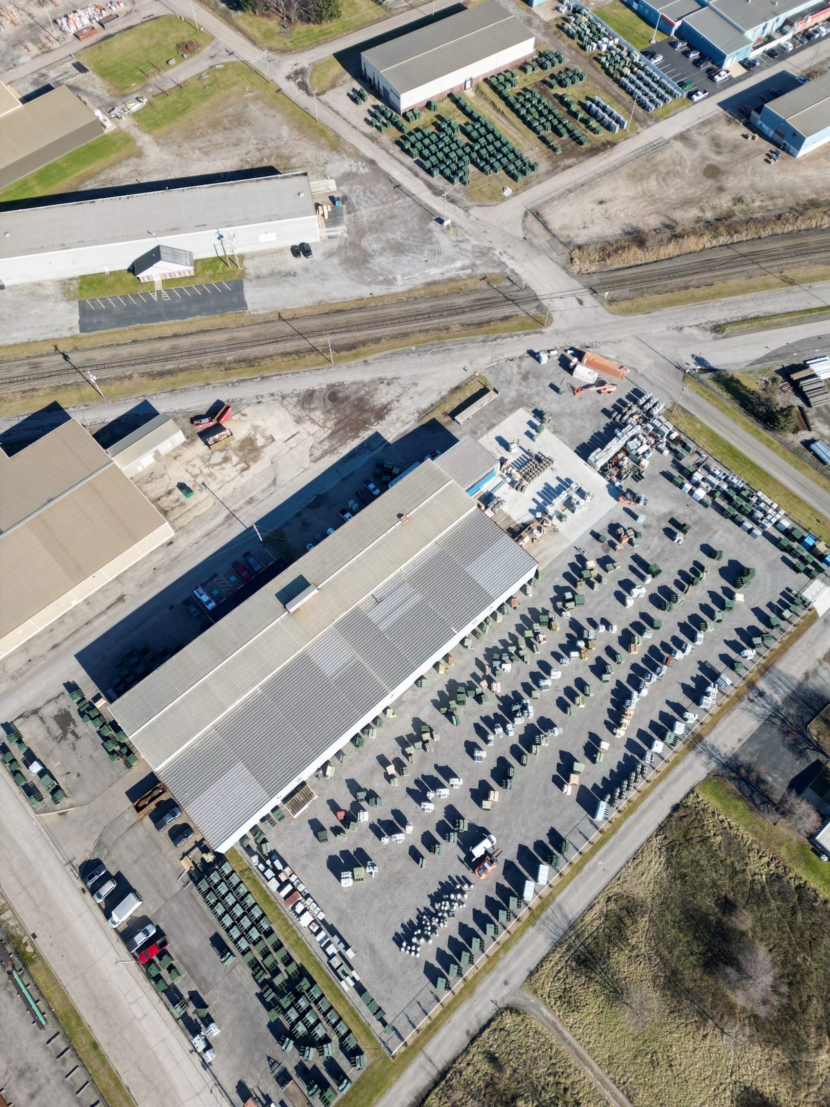 Aerial view of a renewable energy collector substation